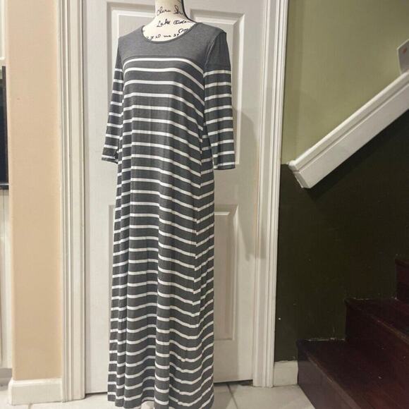 Exist Maxi Dress 3/4 Sleeve Stripe Ribbed Size Medium versatile chic BEACHY - Picture 8 of 16
